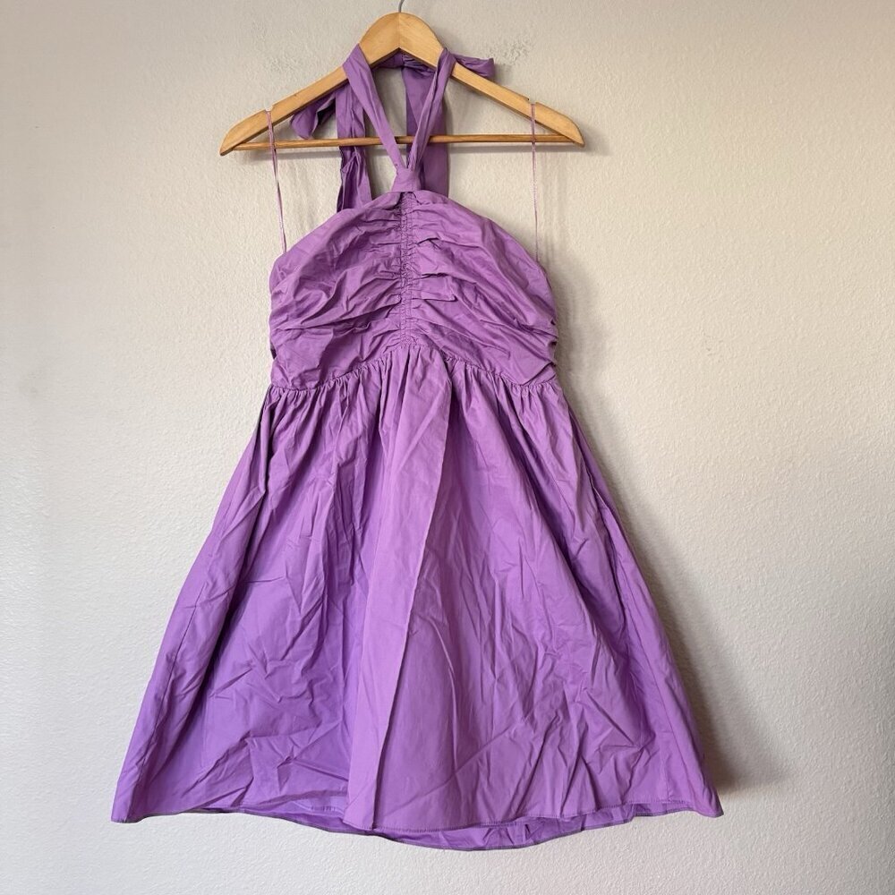 Endless Rose Ruched Halter Neck Flounce Dress Grape Size Large Purple